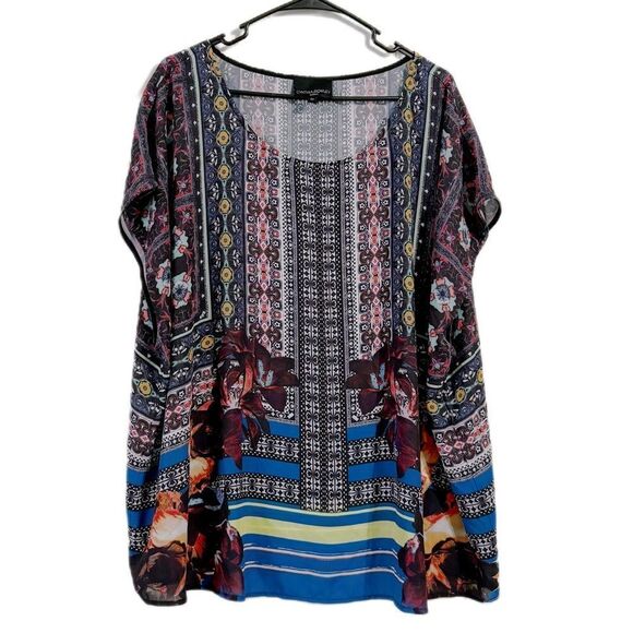 Cynthia Rowley Black and Pink Boxy Blouse - Picture 1 of 4